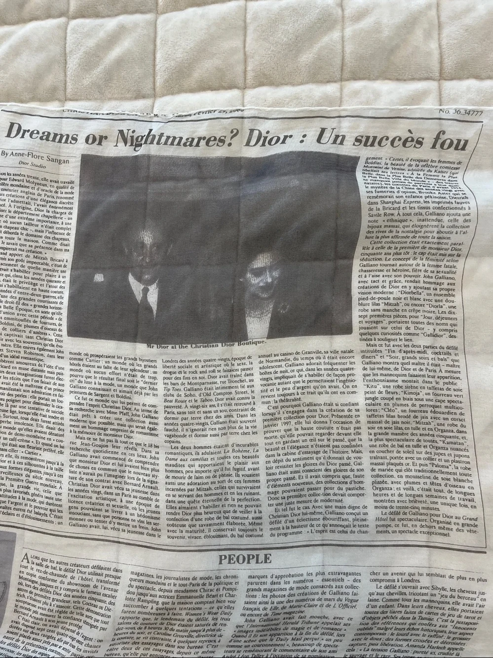 Dior Black & White Newspaper-Print Scarf rare vintage